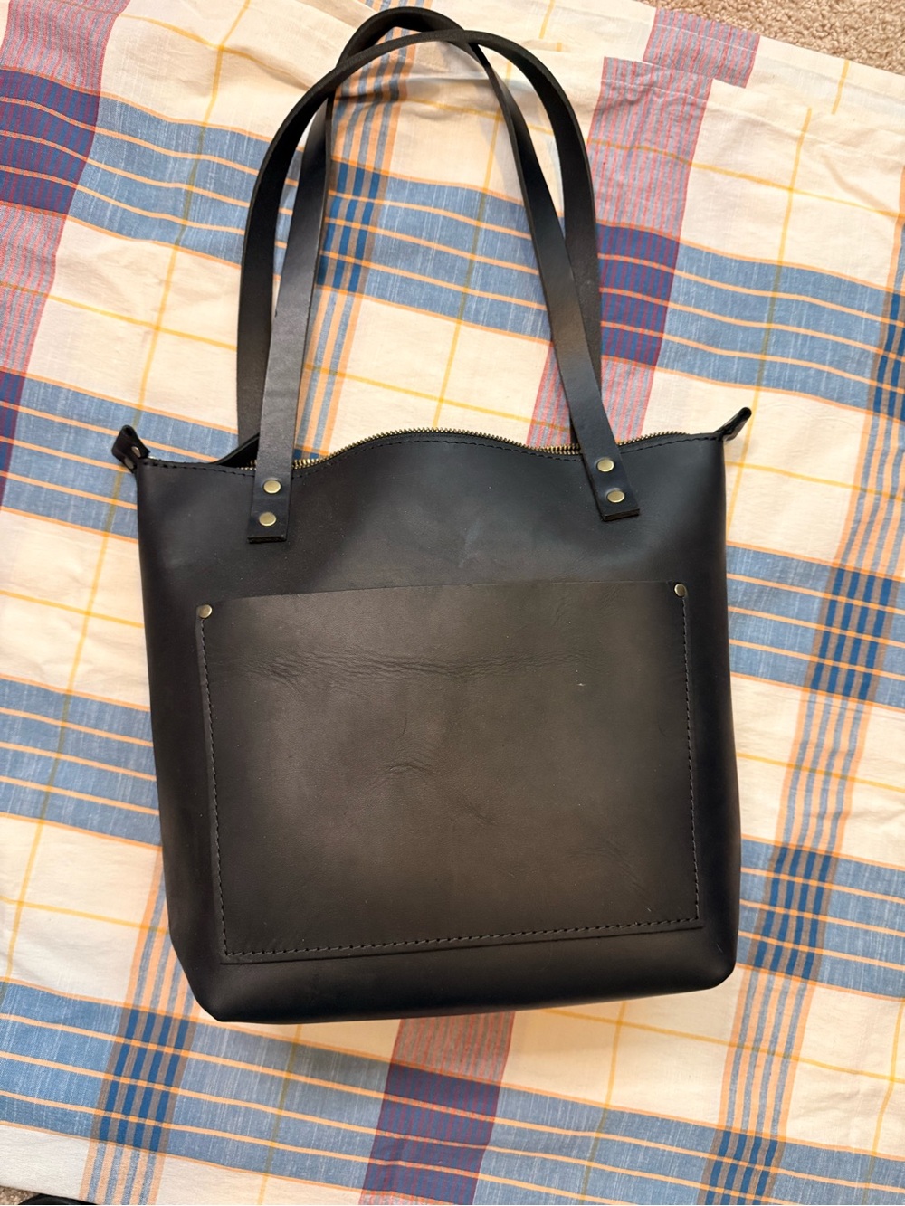 Portland Leather Classic Black Leather Tote Bag